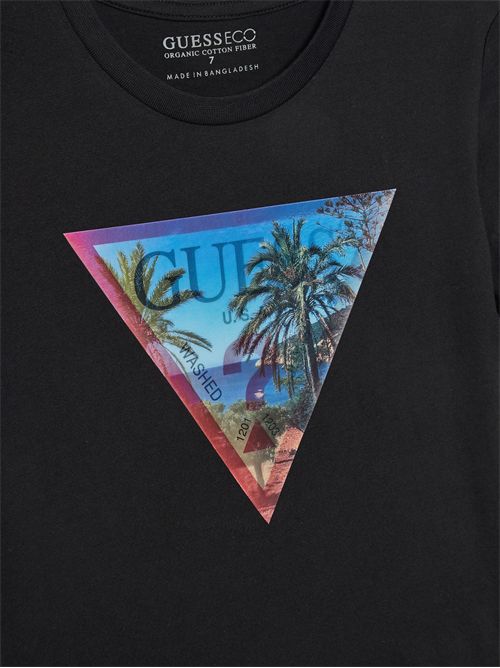 t-shirt bambino nera GUESS | L5GI26K8HM4/JBLK